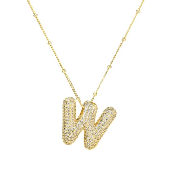Gold Filled CZ Initial Bubble Necklace - Picture 9 of 11
